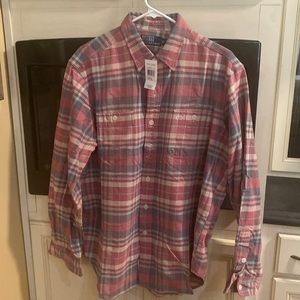 NWT Dusty Rose Polo Button up Shirt Men’s Large